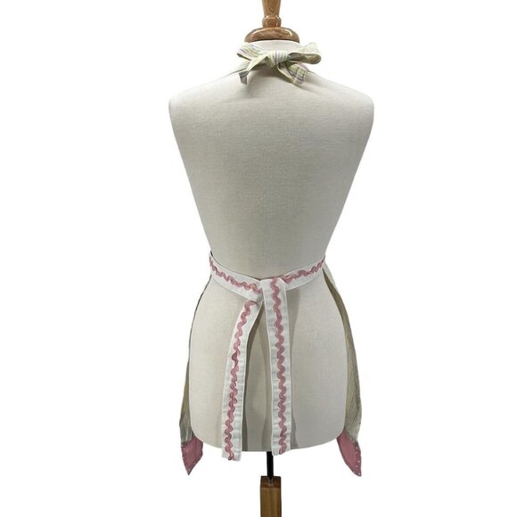 Adult Teen Apron Easter Eggcellent Cook Pink White Stripe EUC - Picture 7 of 14